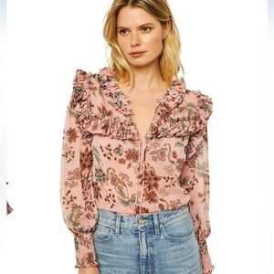 Misa Chiffon Raffi Top in Choco Rose Floral Size Medium